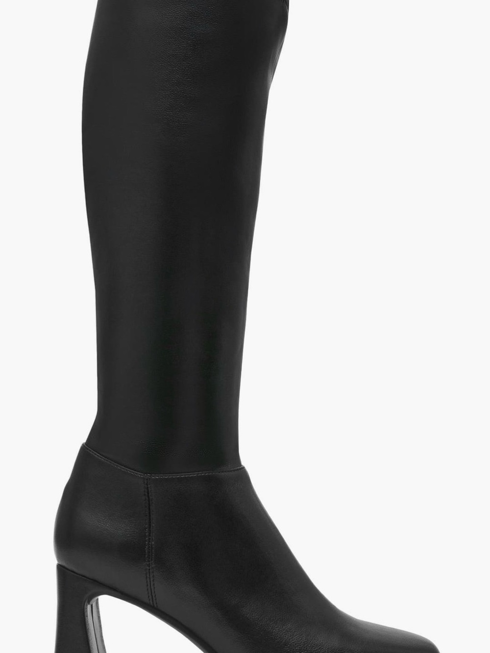 NWT Steve Madden Black Knee High Boots Square Toe Block Heel Chic Minimalist - Picture 2 of 8